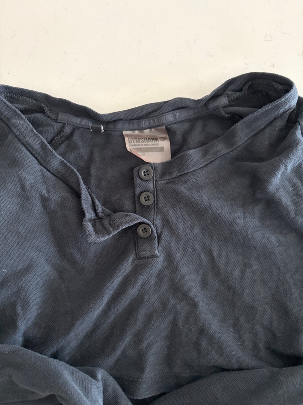 Gymshark Black Long Sleeve Cropped Top with White Logo - Picture 4 of 5